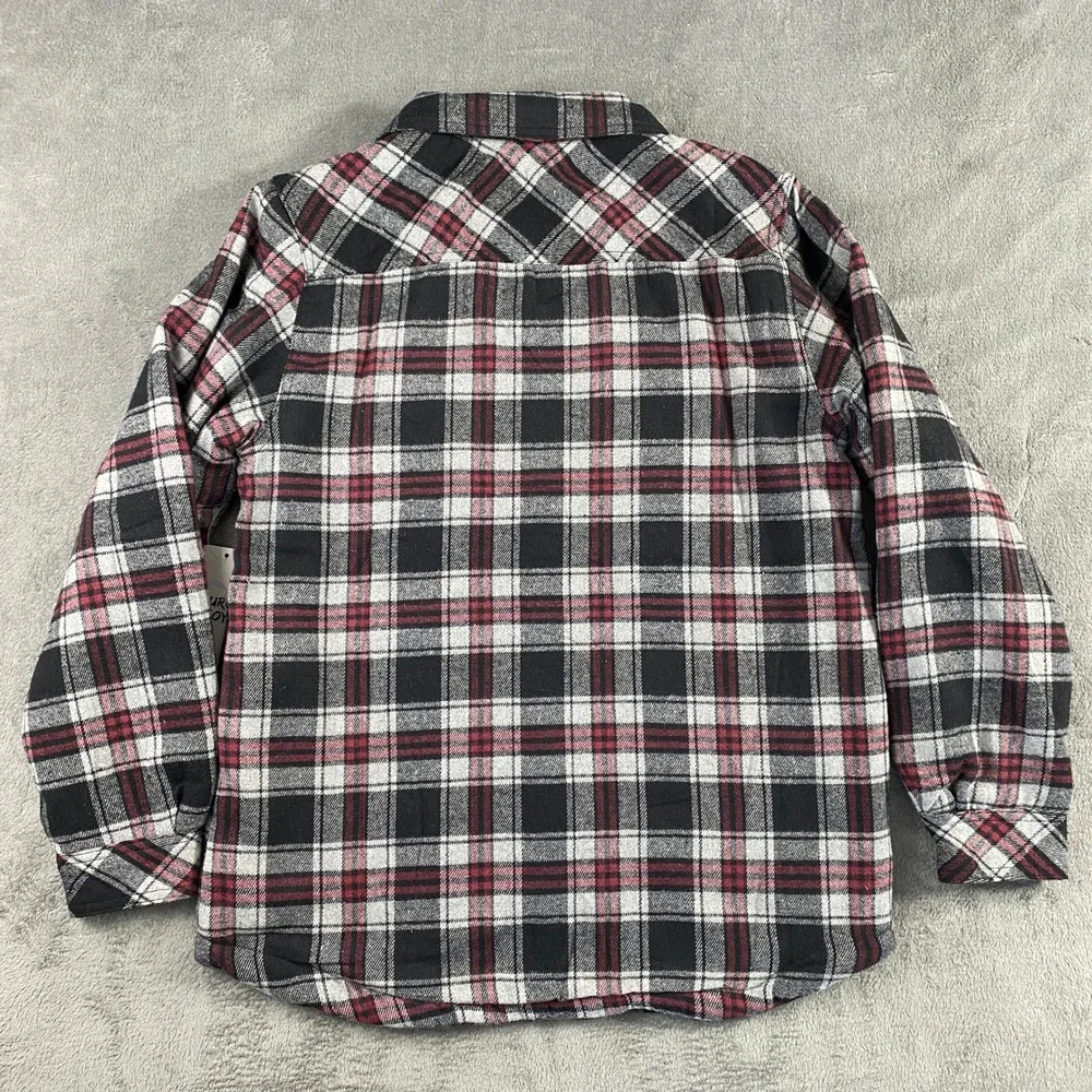EURO JOY Flannel Shirt Jacket Men L Sherpa Lined Plaid Shacket Snap Outdoor Warm